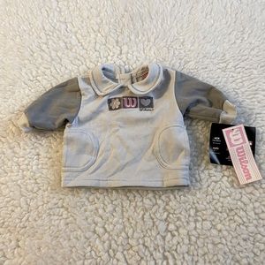 Wilson Gray baby girl 3/6 month fleece lined top New pink gray embroidery flower